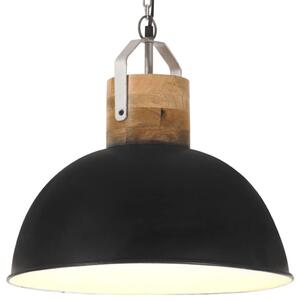 Lampă suspendată industrială, negru, 42 cm, mango, E27, rotund