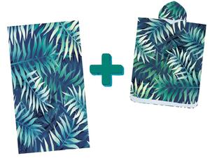 Set de plaja BORNEO – prosop 100×180 cm si poncho 80×145 cm, albastru inchis