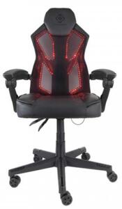 Scaun de gaming gamer Deltaco gam-086, scaun de gaming cu iluminare rgb, piele pu, 39 de poziții diferite, negru GAM-086