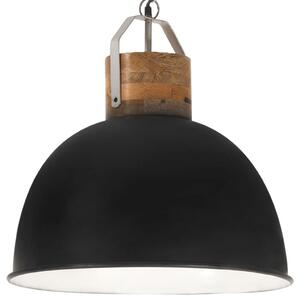 Lampă suspendată industrială, negru 51 cm lemn mango E27 rotund