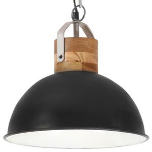 Lampă suspendată industrială, negru, 32 cm, mango, E27, rotund