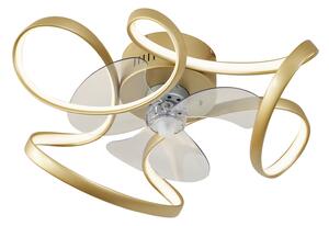 Ventilator de tavan alamă 55cm incl. LED Dimmabil cu telecomandă - Mandy