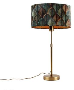 Lampă de masă bronz cu abajur oval din catifea cu design de frunze 35cm - Parte