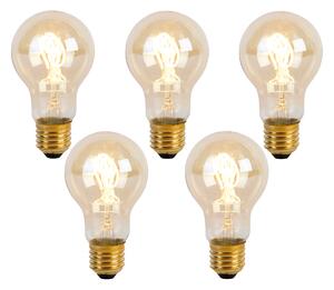 Set de 5 becuri cu filament spiralat LED E27 A60 Goldline 2W 150lm 2200K