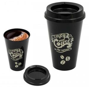 Cana de cafea portabilă din plastic Qlux cu capac 450ml - Diverse