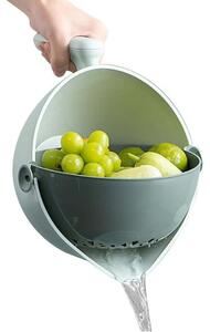Smart Bol Koken, rotativ cu scurgere, Coș de spălat rotativ pentru legume/fructe, Polipropilena, Gri