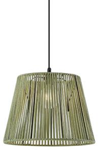 Lampa suspendată de exterior neagră cu abajur din frânghie verde IP44 - Cava Jayla