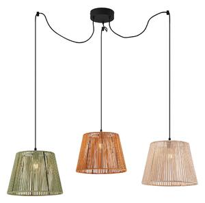 Lampa suspendată de exterior neagră cu abajururi din frânghie multicoloră cu 3 lumini IP44 - Cava Jayla
