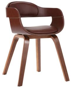 Scaun de masă, maro, lemn curbat & piele ecologică
