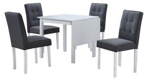 Set masa extensibila cu 4 scaune BJORK NEW, alb/gri inchis, stofa clas
