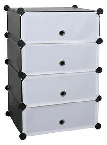 Pantofar PORET, negru/alb, plastic/metal, 49x37x76 cm