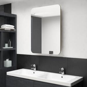 Dulap de baie cu oglindă și LED, stejar, 60x11x80 cm