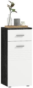 Kleankin Dulap Baie din Lemn cu Sertar și Rafturi, Design Alb și Negru | Aosom Romania