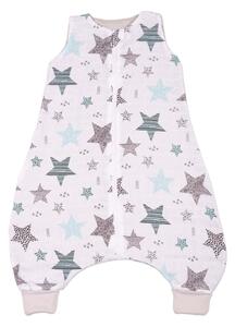 Sac de dormit cu picioare de vara din muselina 6-18 luni Kidizi All Mint Stars, 0.5 tog