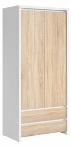 Dulap Nolroma 117, Alb, Stejar Sonoma, 201x90x56cm, 72.4 kg, Uși dulap: Cu balamale