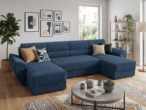 Coltar extensibil in forma de U TAVERO, albastru inchis, 321x140 cm