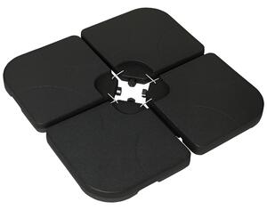 Outsunny Bază Umbrelă 4 Piese HDPE, Umplere cu Apă/Nisip, Suport Umbrelă cu Conectori, 104x104x7.5 cm, Negru | Aosom Romania