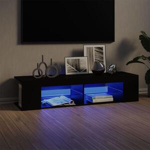 Comodă TV cu lumini LED, negru, 135x39x30 cm