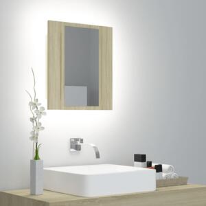 Dulap de baie cu oglindă și LED, stejar Sonoma, 40x12x45 cm