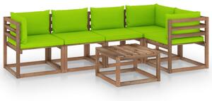 Set mobilier de grădină cu perne, 6 piese, lemn pin tratat