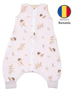 Sac de dormit cu picioare de vara din muselina 6-18 luni Kidizi Birdy, 0.5 tog
