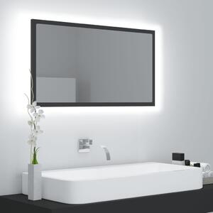 Oglindă de baie cu LED, gri, 80x8,5x37 cm, lemn prelucrat