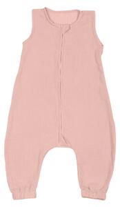 Sac de dormit copii de vara din muselina dubla cu picioare 6-18 luni Kidizi Old Rosa 0.3 tog, bumbac 100%