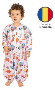 Sac de dormit copii din bumbac cu picioare si maneci detasabile 18-36 luni Kidizi Baloon Friends, 1 tog, pentru toamna-iarna, bumbac 100%