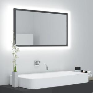 Oglindă de baie cu LED, gri extralucios, 80x8,5x37 cm