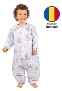 Sac de dormit copii din bumbac cu picioare si maneci detasabile 18-36 luni Kidizi Koala Dreams blue, 1 tog, pentru toamna-iarna, bumbac 100%