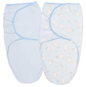 Set 2 sisteme de infasat reglabil din bumbac 0-3 luni Kidizi Elefun blue, 100% bumbac