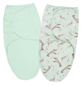 Set 2 sisteme de infasat reglabil din bumbac 0-3 luni Kidizi Giraffe Mint, 100% bumbac