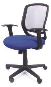 Scaun de birou MAYAH cu brațe, tapițerie din țesătură albastră, spătar din plasă elastică, suport pentru picioare negru, MAYAH 