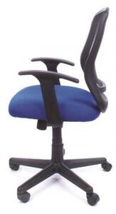 Scaun de birou MAYAH cu brațe, tapițerie din țesătură albastră, spătar din plasă elastică, suport pentru picioare negru, MAYAH "Fun"