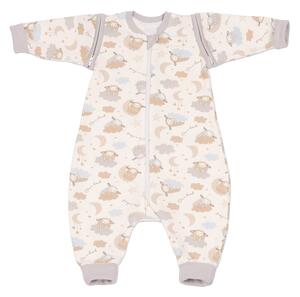 Sac de dormit copii cu picioare si maneci detasabile din bumbac flausat 6-18 luni Kidizi On a Cloud Pastel,1 tog