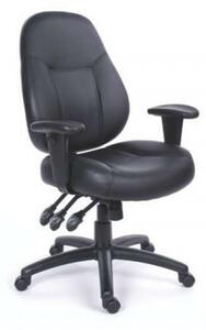 Scaun de birou MAYAH cu brațe reglabile, negru, tapițerie din piele moale, suport pentru picioare negru, MAYAH 