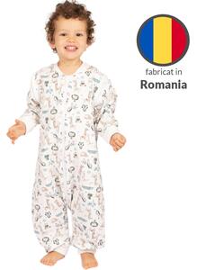 Sac de dormit copii cu picioare si maneci detasabile din bumbac flausat 18-36 luni Kidizi Safari,1 tog