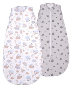 Set 2 saci dormit copii de vara 0-18 luni Kidizi On a Cloud Pastel Galaxy Grey, 80 cm, 0.5 tog
