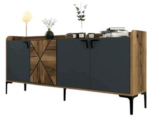 Comoda dubla Venedik, din PAL melaminat, nuc/gri antracit, 180x35x78 c