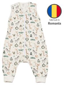 Sac dormit copii de vara din bumbac cu picioare 6-18 luni Kidizi Safari, 0.5 tog, mansete transformabile in soseta