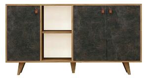 Comoda Planky,stejar/gri antracit, PAL melaminat, 140x40x86 cm