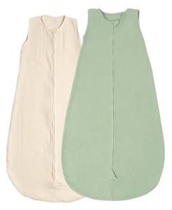 Set 2 saci de dormit de vara pentru copii din muselina dubla 18-36 luni Kidizi mint-ivory, bumbac 100%, 0.3 tog
