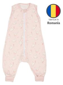 Sac dormit copii de vara din bumbac cu picioare 6-18 luni Kidizi Elefun Pink, 0.5 tog, mansete transformabile in soseta
