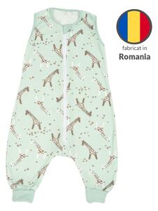 Sac dormit copii de vara din bumbac cu picioare 6-18 luni Kidizi Giraffe, 0.5 tog, mansete transformabile in soseta