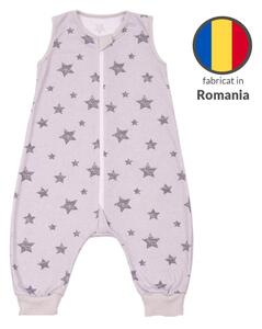 Sac dormit copii de vara din bumbac cu picioare 6-18 luni Kidizi Galaxy Grey, 0.5 tog, mansete transformabile in soseta