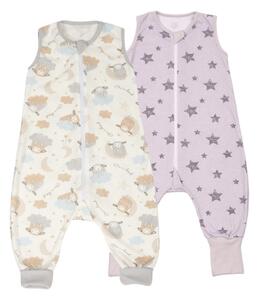 Set 2 saci dormit copii cu picioare de vara 6-18 luni Kidizi Galaxy Cloud, 0.5 tog, mansete transformabile in soseta