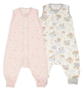 Set 2 saci dormit copii cu picioare de vara 6-18 luni Kidizi Elefun Pink, 0.5 tog, mansete transformabile in soseta