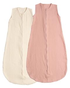 Set 2 saci de dormit de vara pentru copii din muselina dubla 18-36 luni Kidizi rosa-ivory, bumbac 100%, 0.3 tog