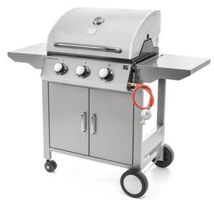 Grătar pe gaz OKLAHOMA BBQ, 3 arzătoare, cu regulator de presiune, argintiu Penta CZ