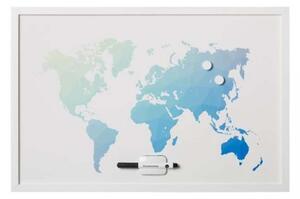 Tablă de afișaj VICTORIA, magnetică, 60x40 cm, ramă albă din lemn, VICTORIA, Harta lumii